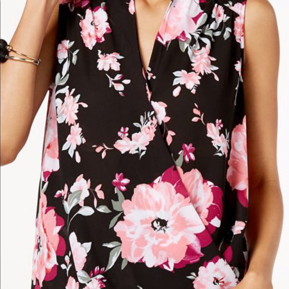 INC Sleeveless Surplice Plus Size Blouse